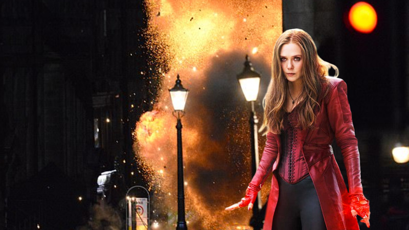 Scarlet Witch sul set di Avengers: Infinity War a Edimburgo