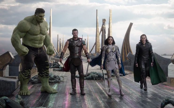 Hulk, Thor, Valchiria e Loki in Thor: Raganrok