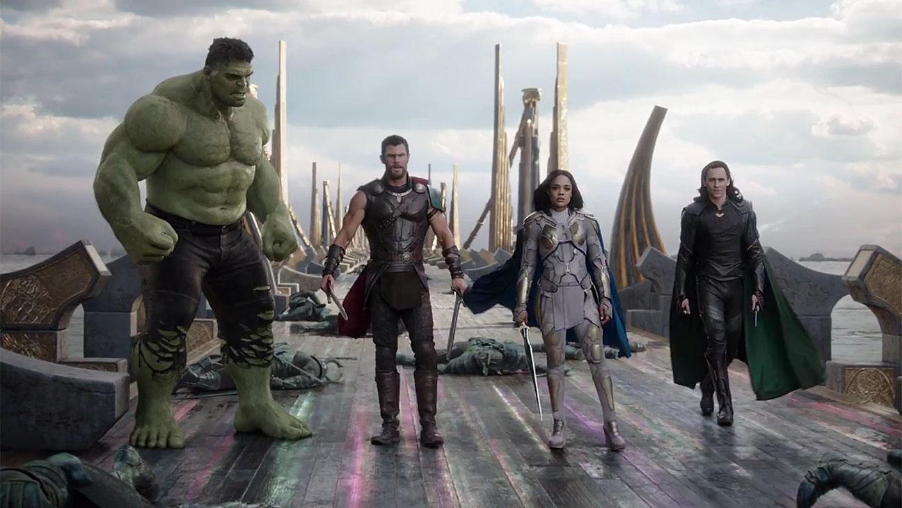 Hulk, Thor, Valchiria e Loki in Thor: Raganrok