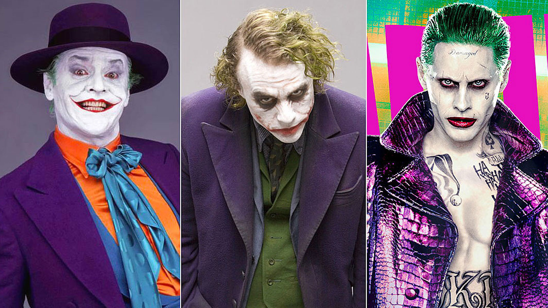 Joker interpretato da Jack Nicholson, Heath Ledger, Jared Leto