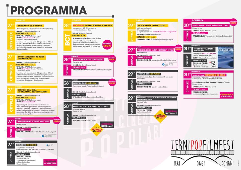 Terni Pop Film Fest: il programma completo