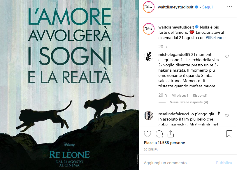 Il Re Leone 2019 uscita Italia