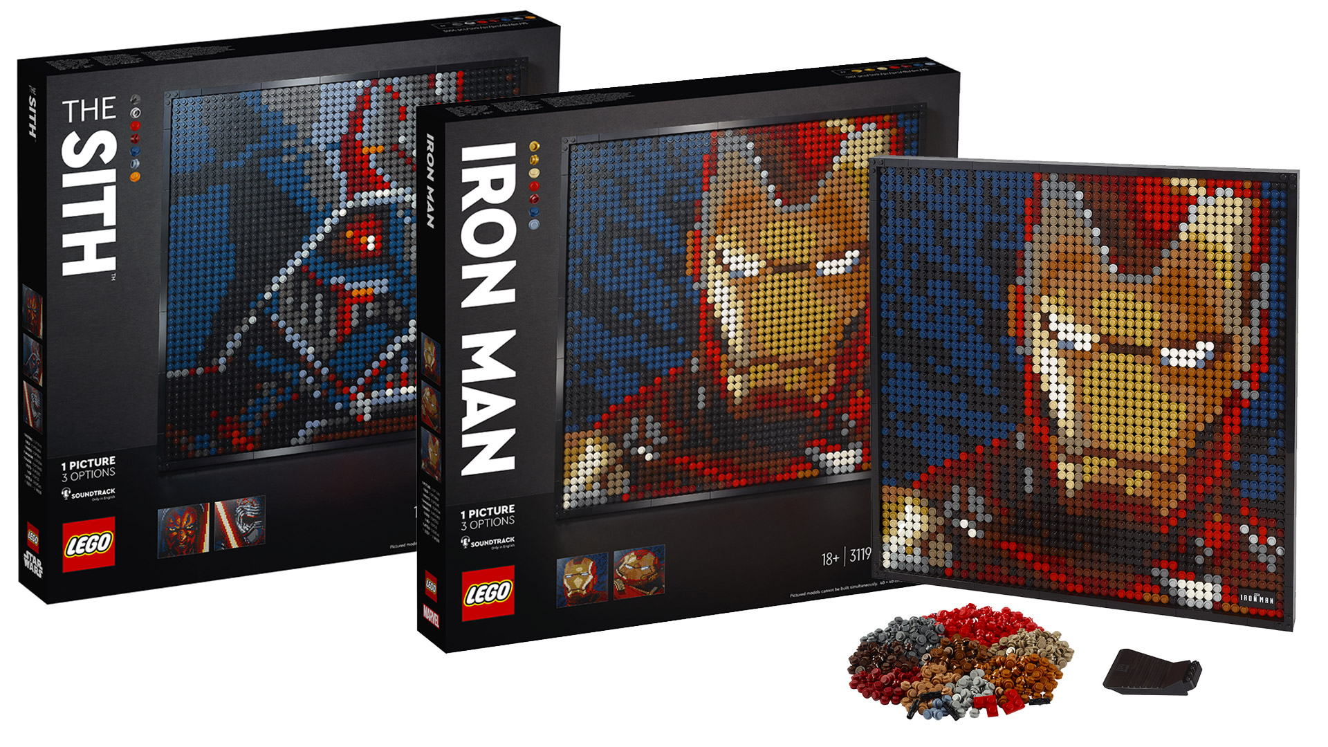 lego art iron man e star wars