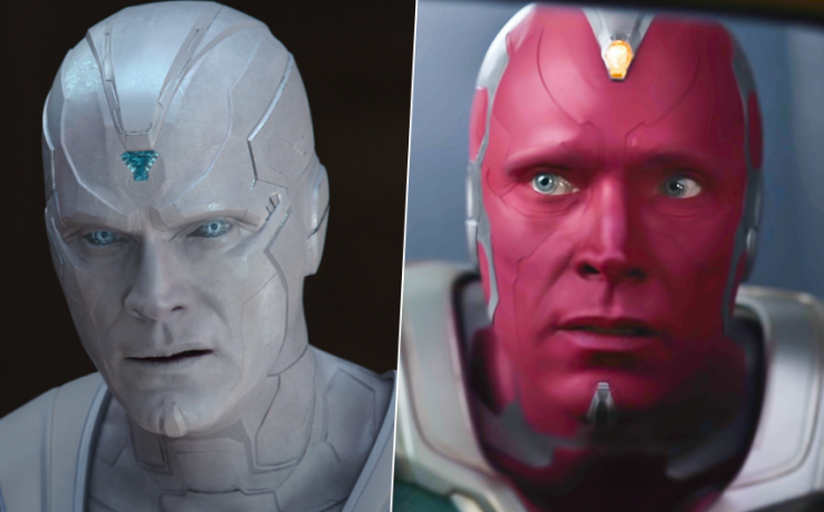 Visione e Visione bianco MCU Paul Bettany