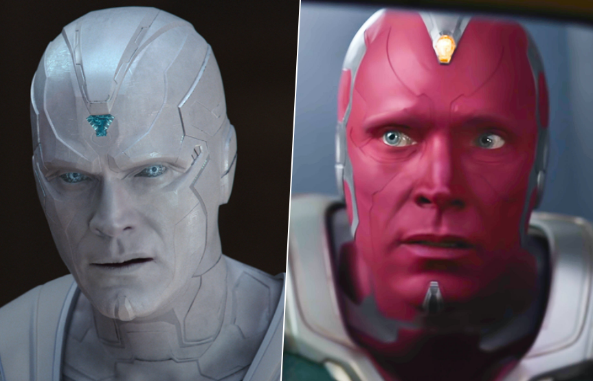 Visione e Visione bianco MCU Paul Bettany