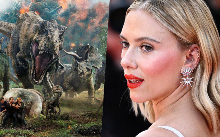 Scarlett Johansson e il poster di Jurassic World: Il regno distrutto