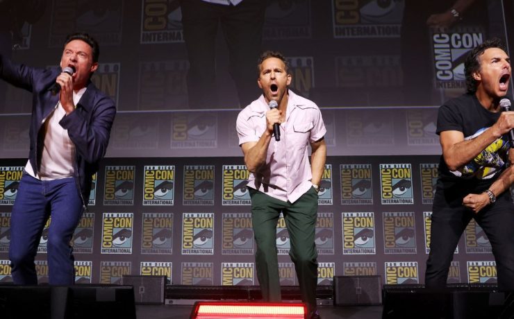 hugh jackman, ryan reynolds e shawn levy al comic-con