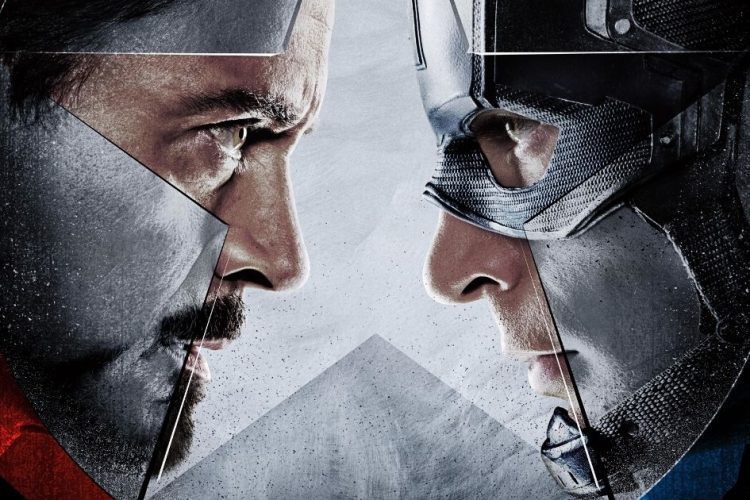 poster di captain america civil war con iron man