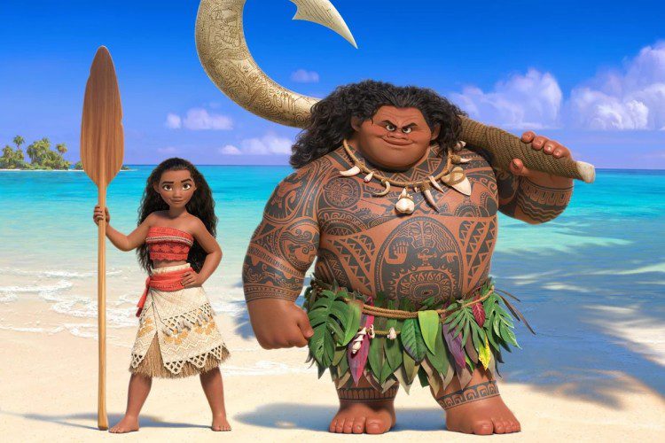 Maui e Vaiana nel film d'animazione Oceania