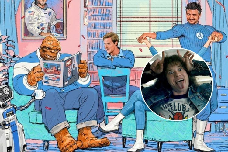 l'artwork di The Fantastic Four: First Steps e Joseph Quinn in Stranger Things