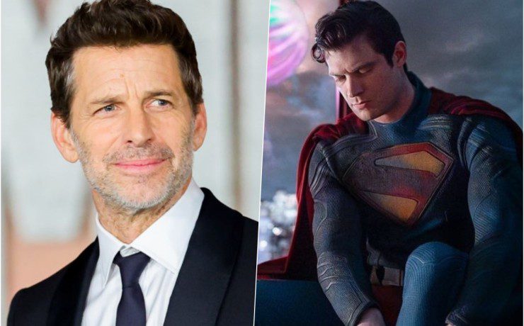 Collage di Zack Snyder e il Superman di David Corenswet