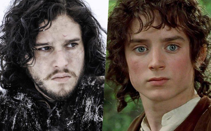 Collage Jon Snow Il trono di spade e Frodo Il Signore degli Anelli