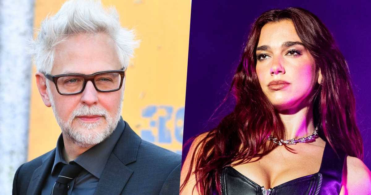 Primi piani di James Gunn e Dua Lipa DC