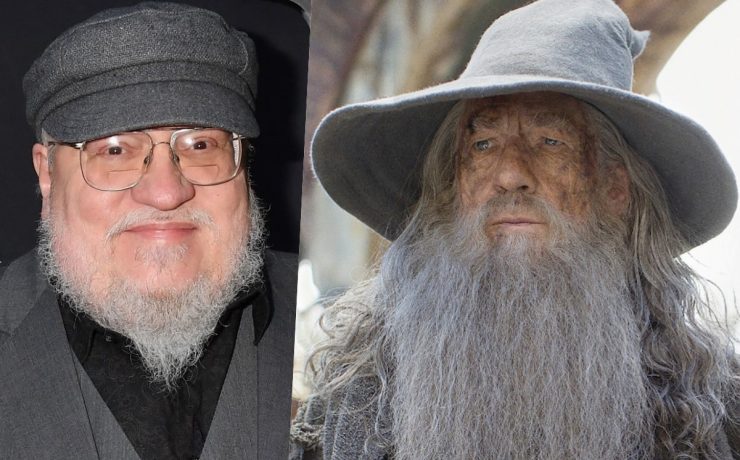 Collage George RR Martin e Gandalf Signore degli Anelli