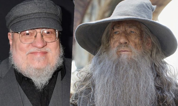 Collage George RR Martin e Gandalf Signore degli Anelli