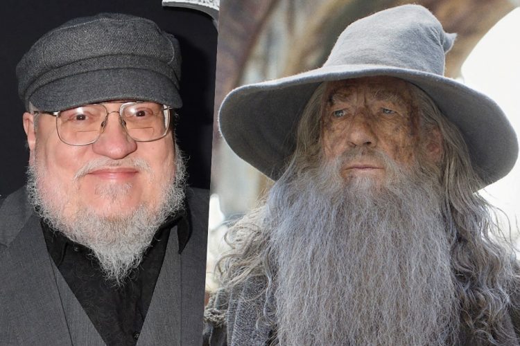 Collage George RR Martin e Gandalf Signore degli Anelli