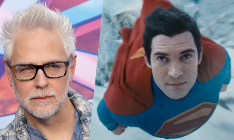 un primo piano di James Gunn e un frame di Superman